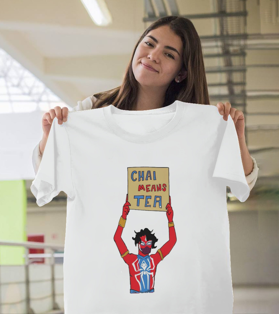 CHAI MEANS TEA Red And Blue Superhero T-Shirt