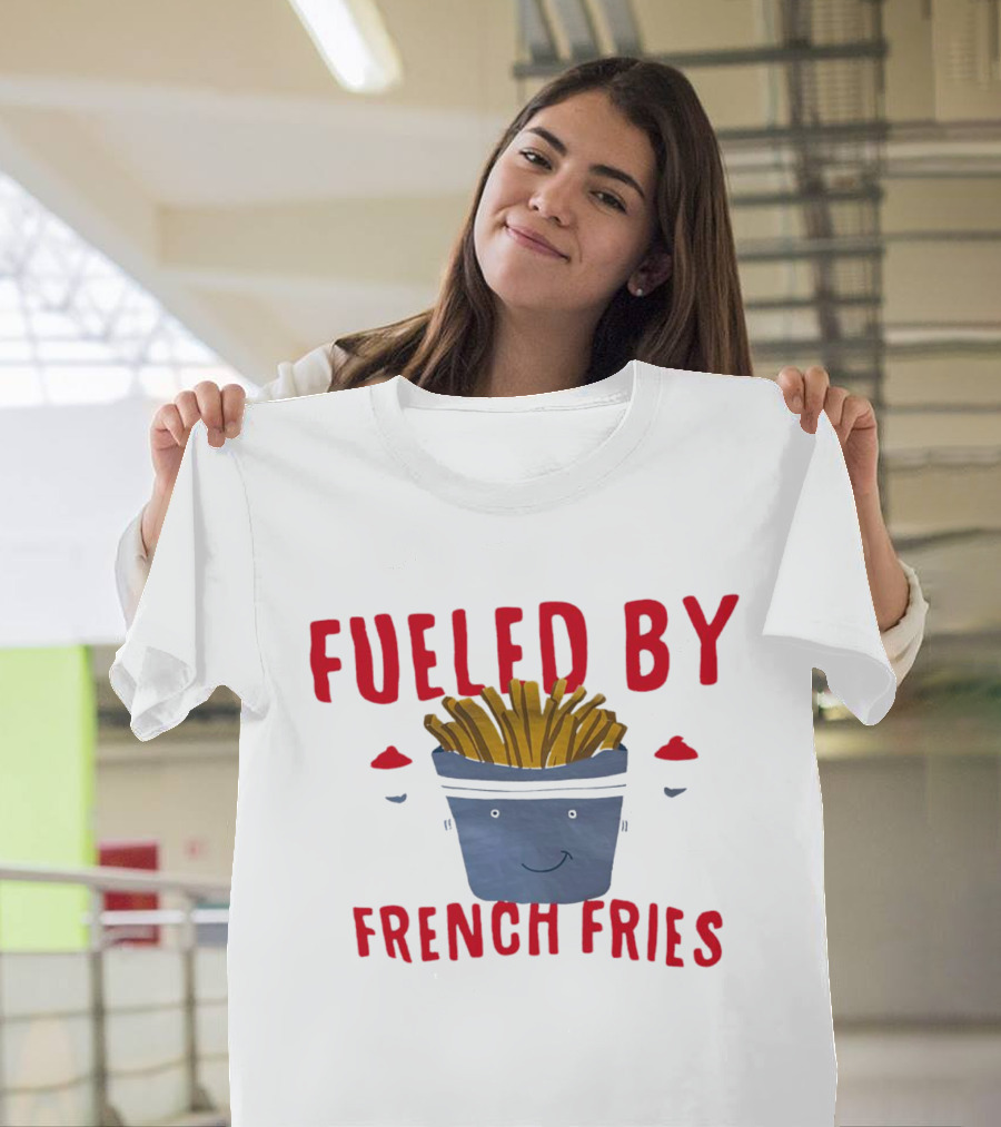 Fueled By French Fries Smiling Cartoon Face With Ketchup Cups T-Shirt