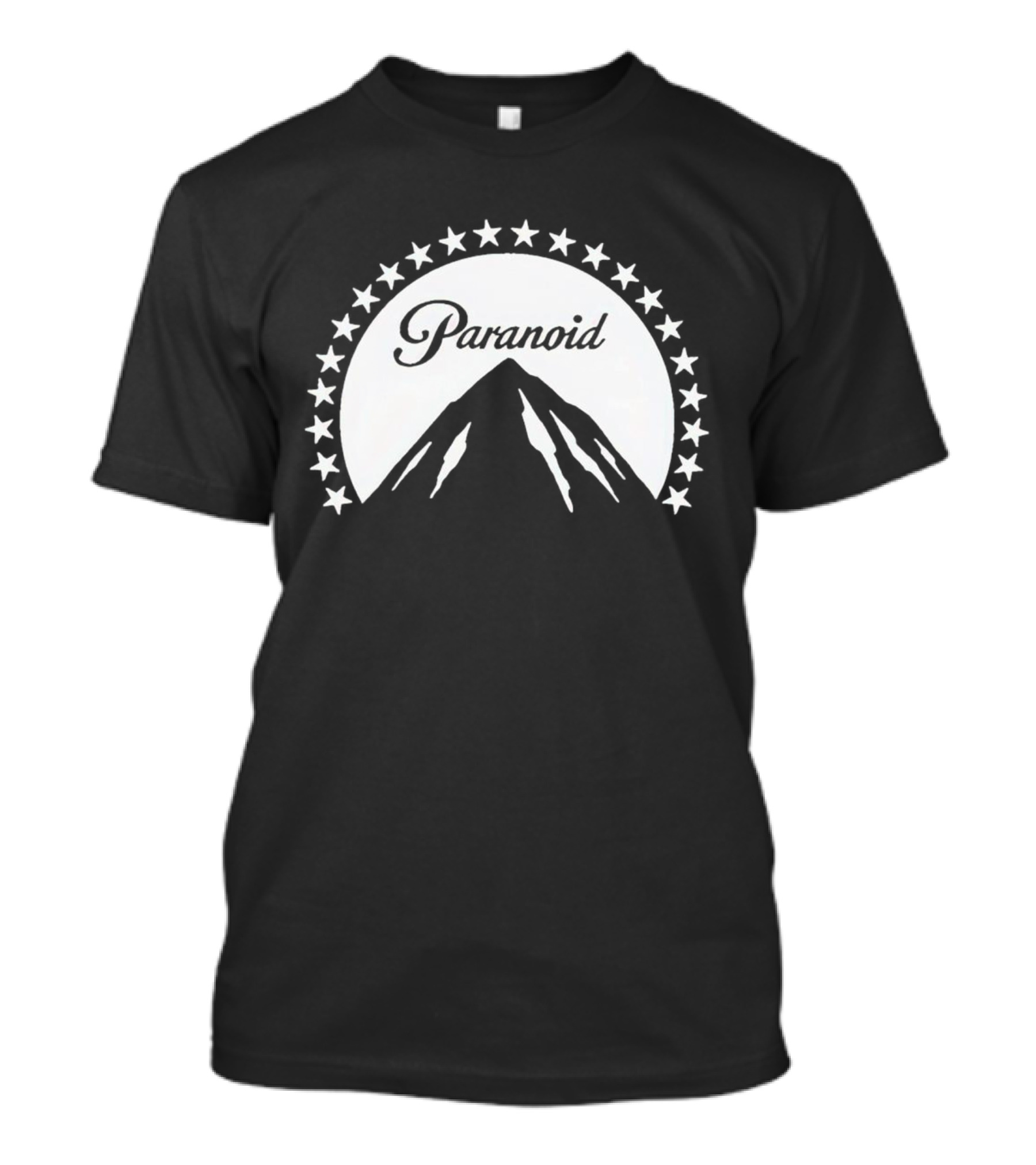 Paramount Paranoid Logo Parody Stars Mountain T-Shirt
