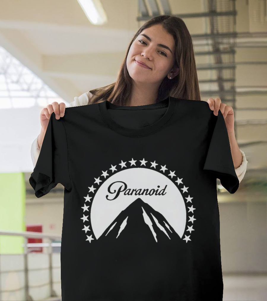 Paramount Paranoid Logo Parody Stars Mountain T-Shirt