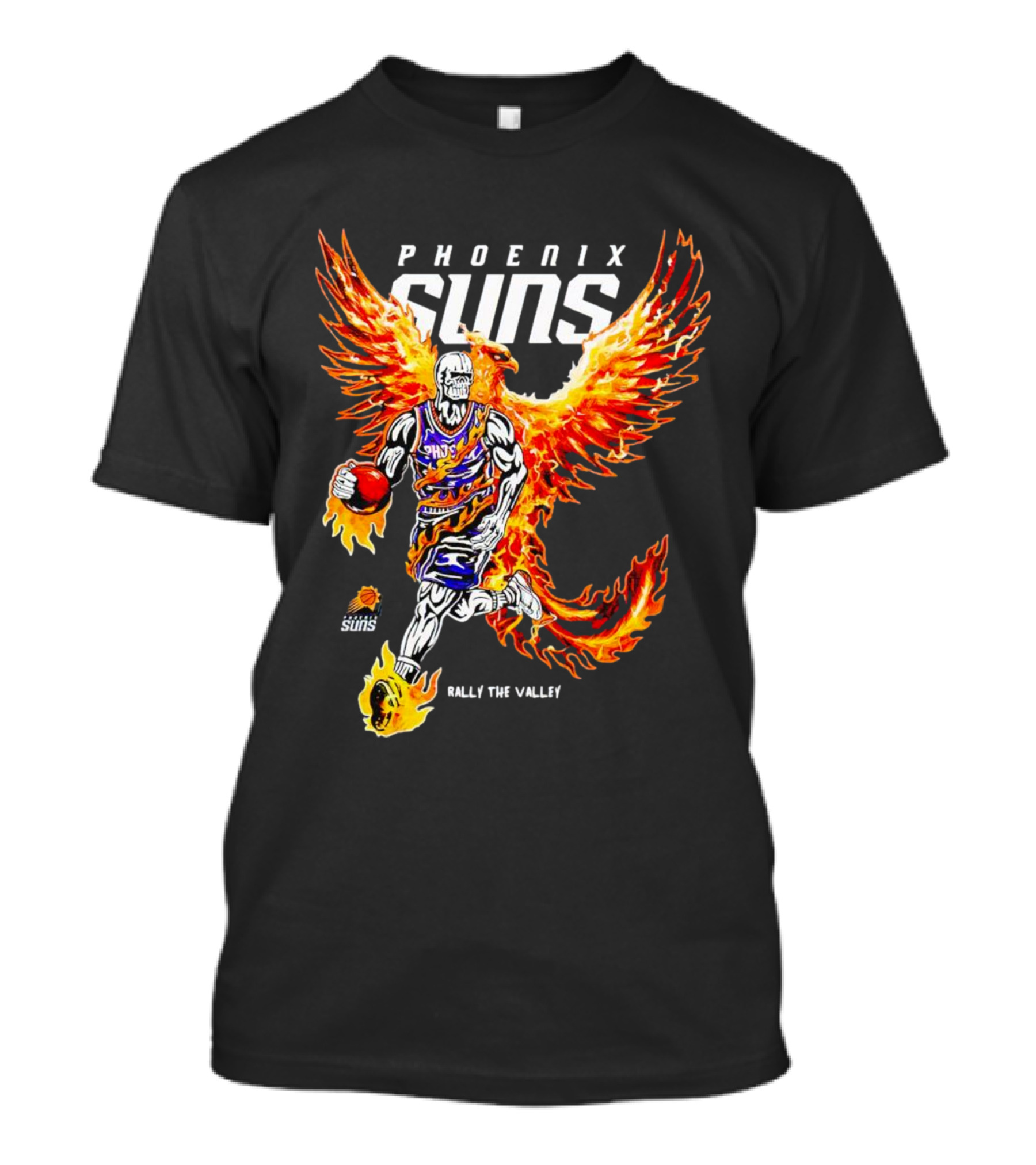 Phoenix Suns Flaming Basketball Phoenix Rally The Valley T-Shirt