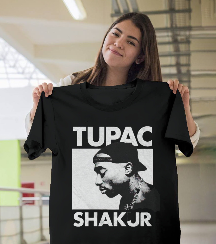 Tupac Shakur Profile Portrait Black T-Shirt