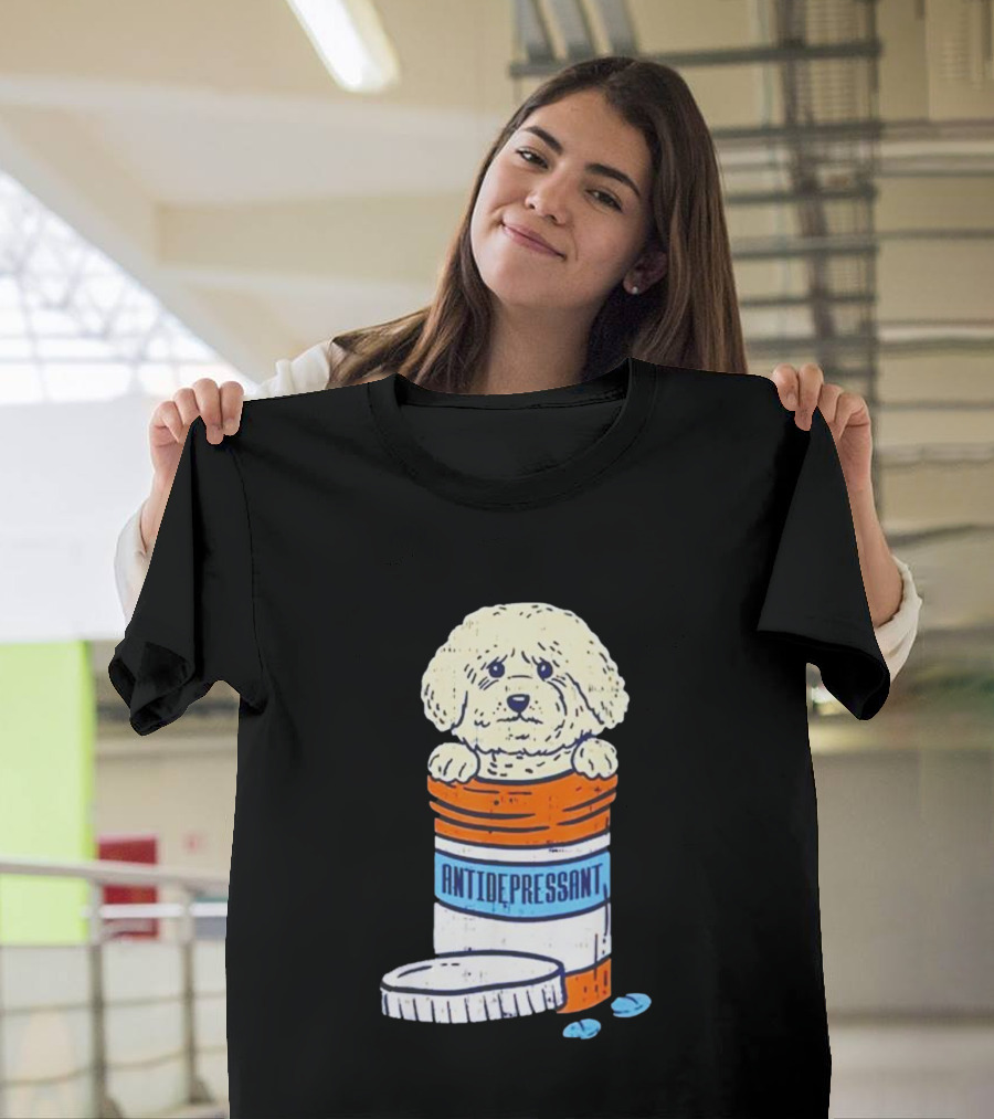 Bichons Frises Antidepressant Dog in Pill Bottle T-Shirt