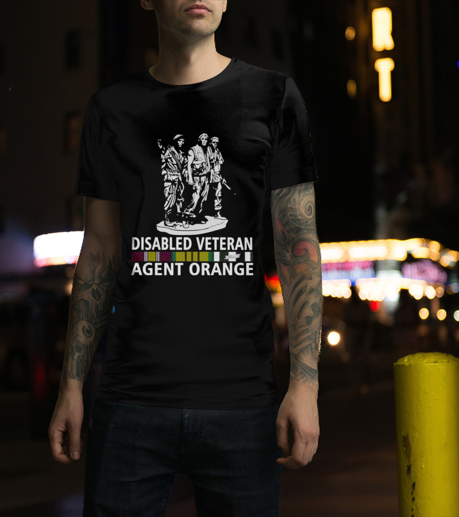 Disabled Veteran Agent Orange Military Statue Ribbons T-Shirt