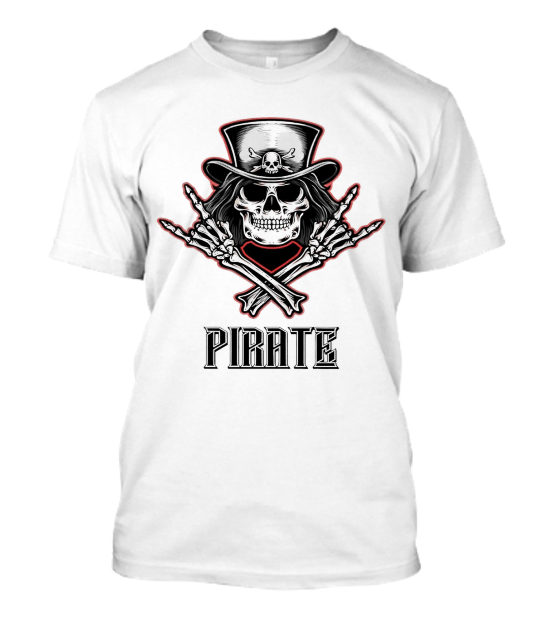 Skull Pirate With Hat And Crossed Bones T-Shirt
