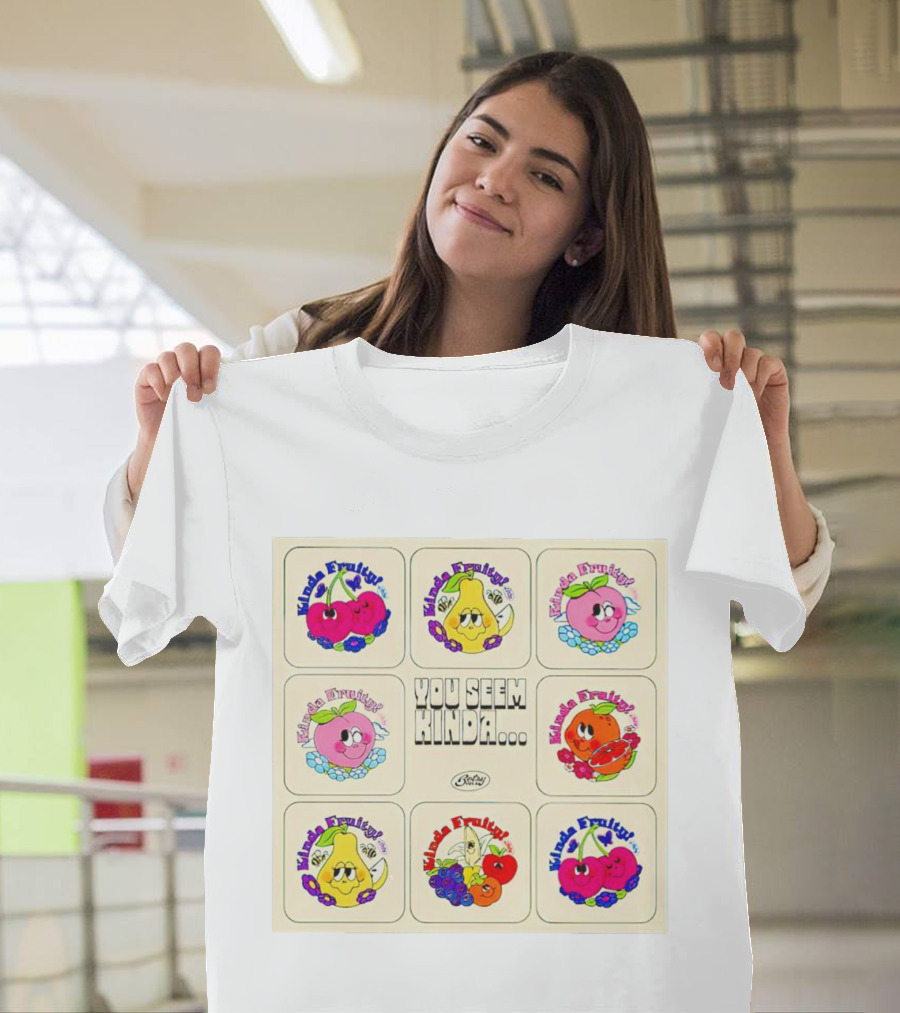 You Seem Kinda Fruity Cartoon Fruits Smiley Characters T-Shirt