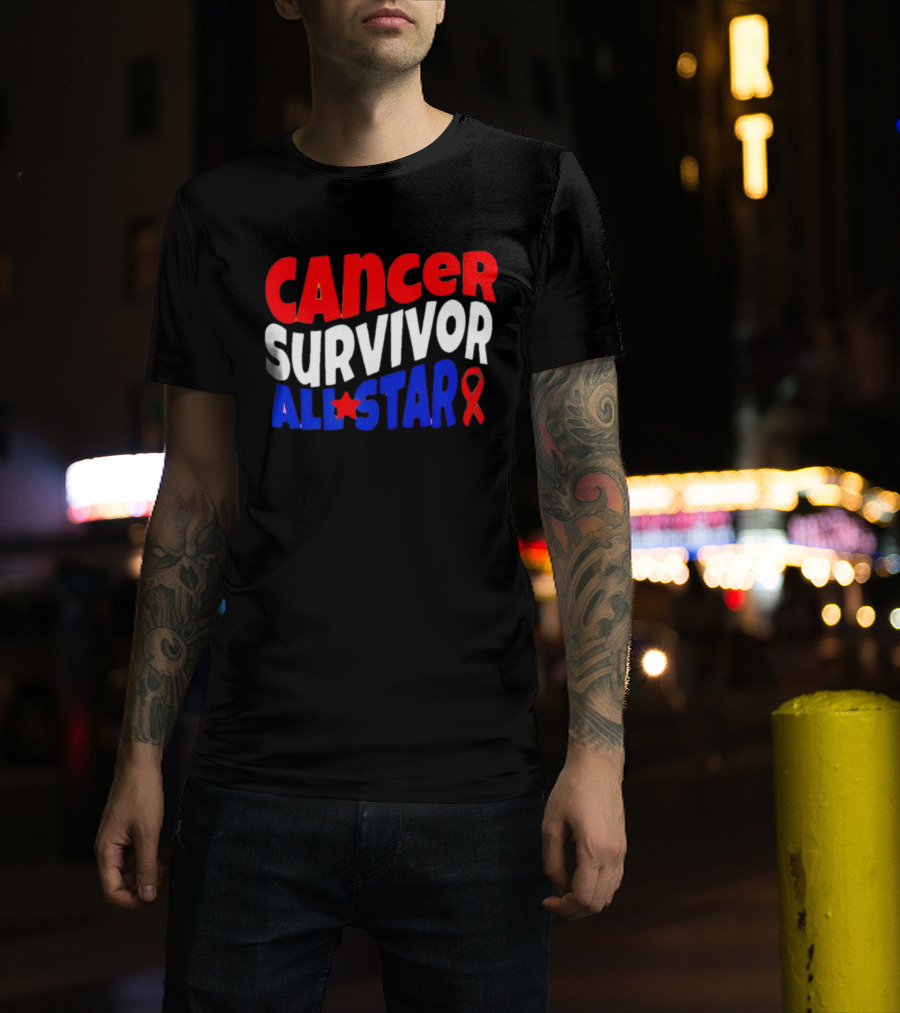 Cancer Survivor All Star Red White Blue T-Shirt