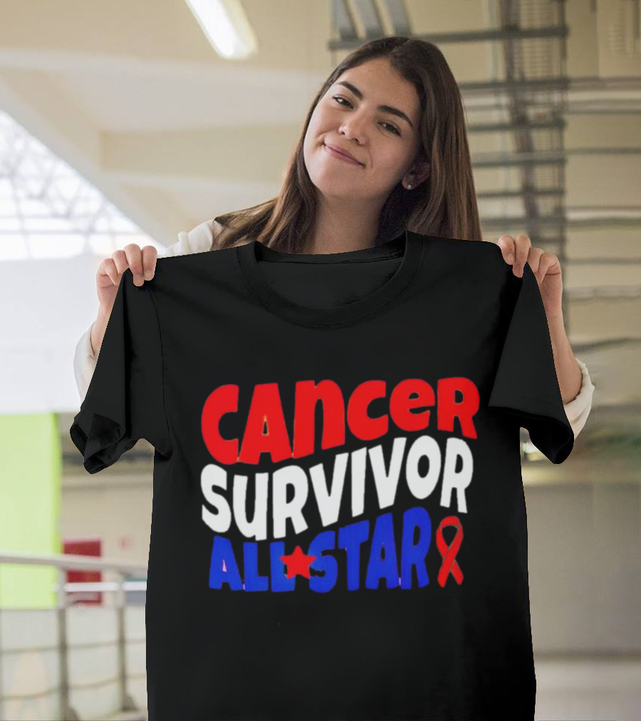 Cancer Survivor All Star Red White Blue T-Shirt