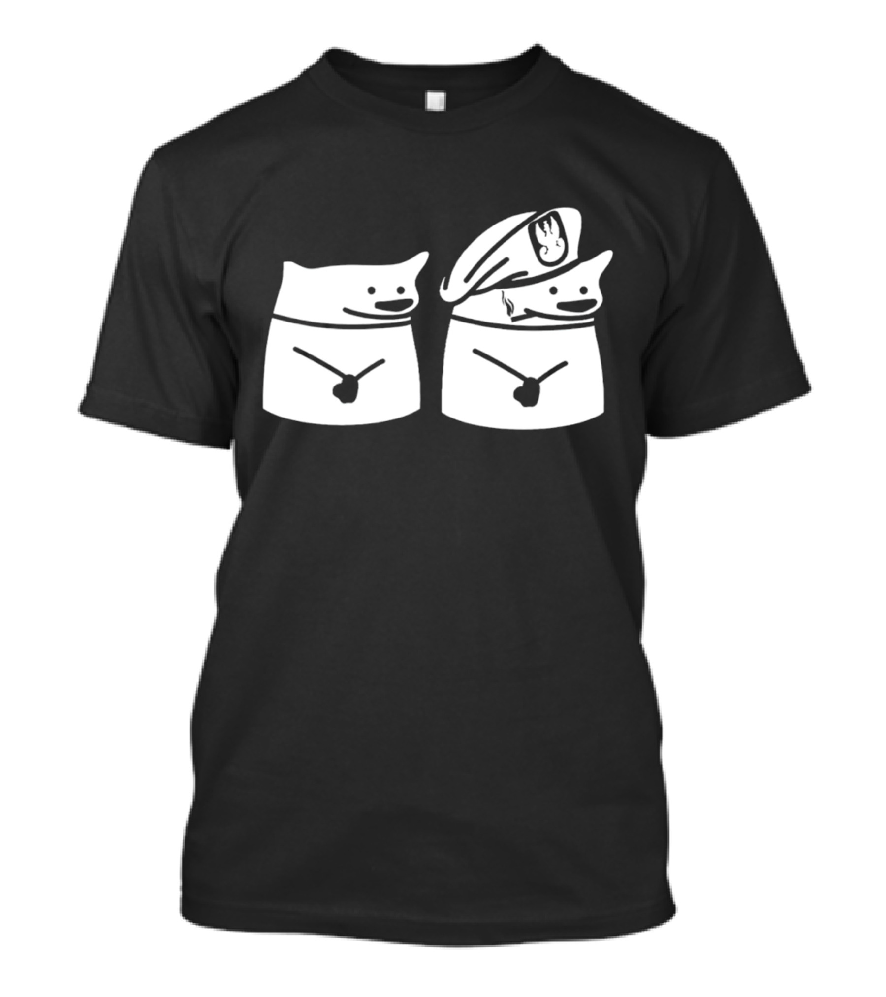 Fella Sock Whimsical Character Duo With Captain Hat T-Shirt