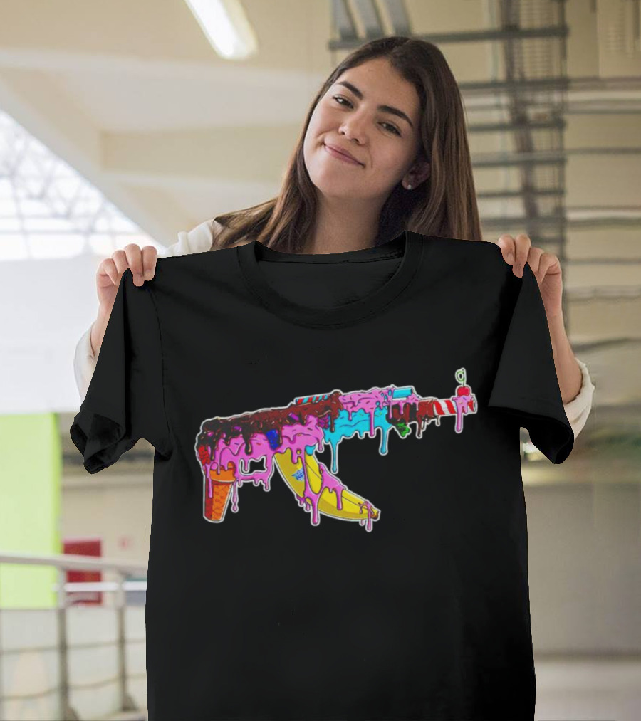 Ice Cream AK-47 Dripping Treats Colorful T-Shirt