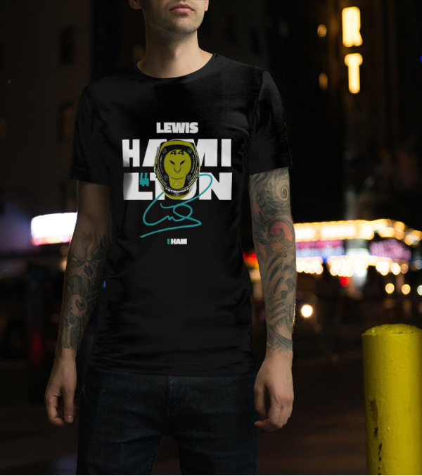 Lewis Hamilton 44 Monster Petronas Helmet Ham Signature T-Shirt