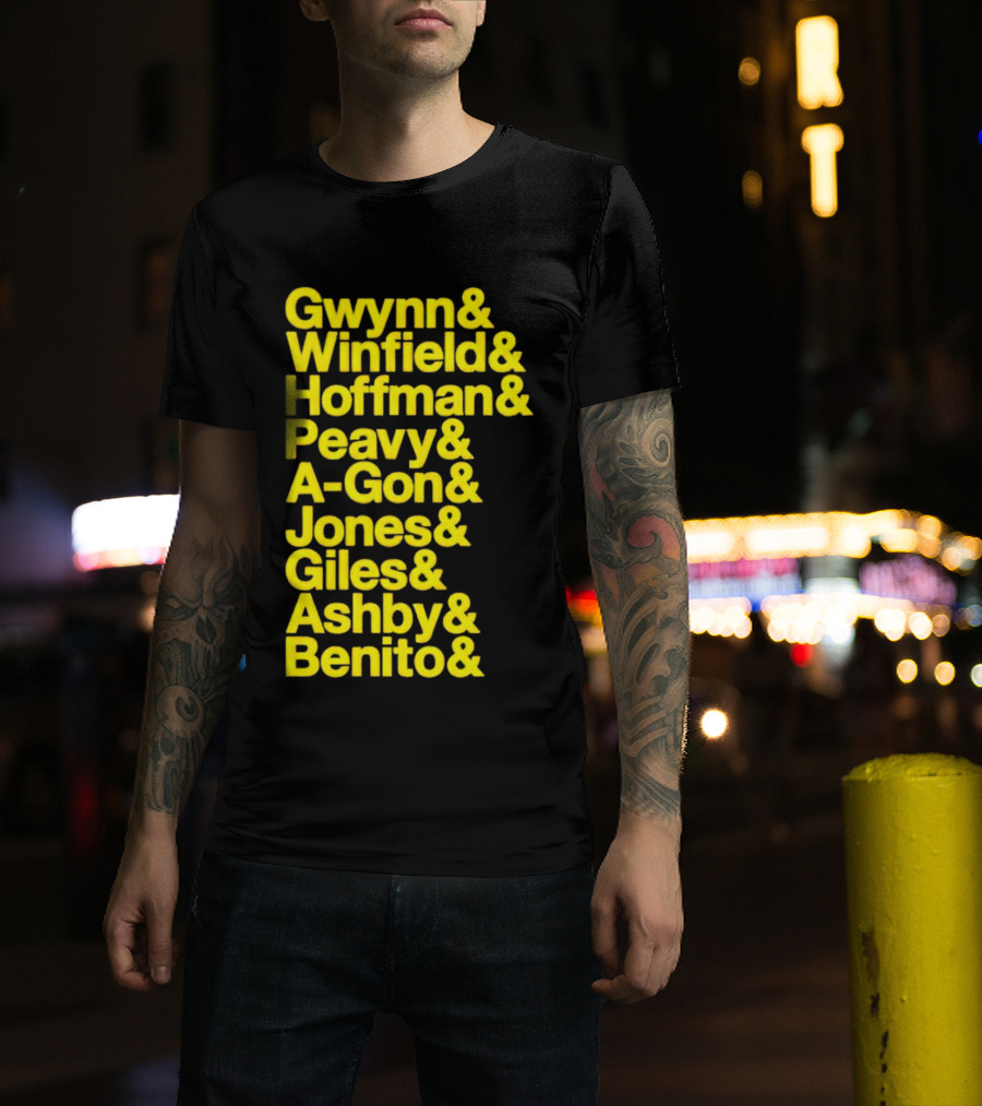 San Diego Baseball Gwynn Winfield Hoffman Peavy A-Gon Jones Giles Ashby Benito T-Shirt