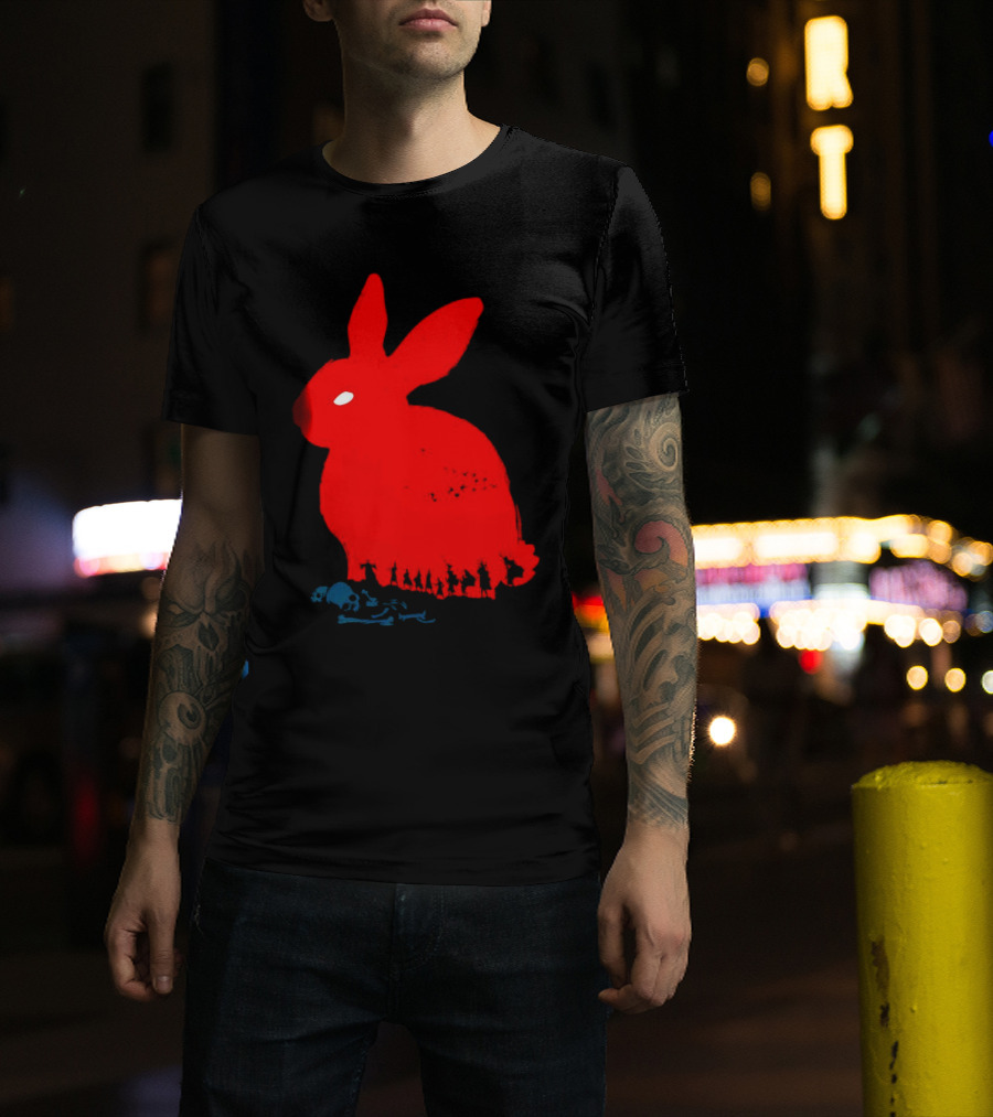 Death Awaits Red Rabbit Skull T-Shirt
