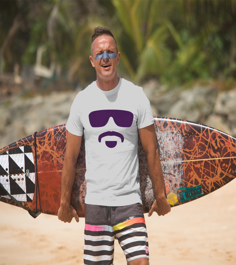 Hayden Travinski Moustache And Glasses Purple T-Shirt