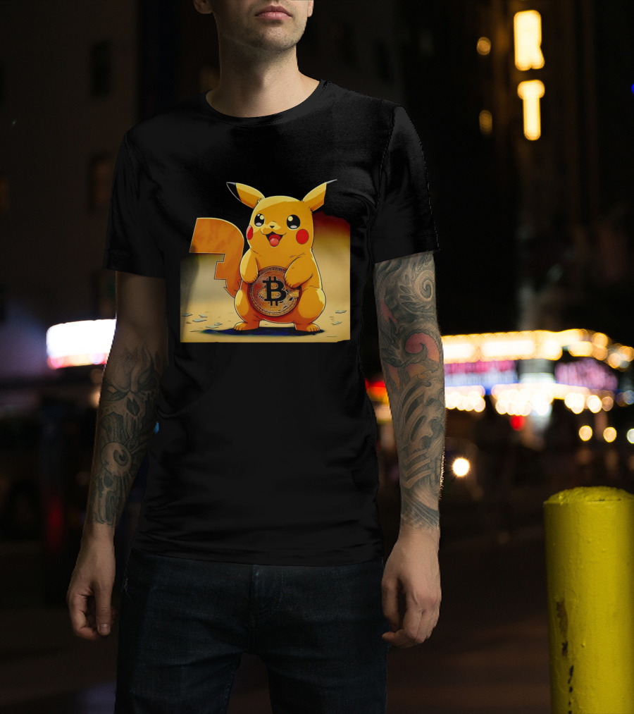 Pikacoin Bitcoin Pikachu Holding Cryptocurrency Coin T-Shirt