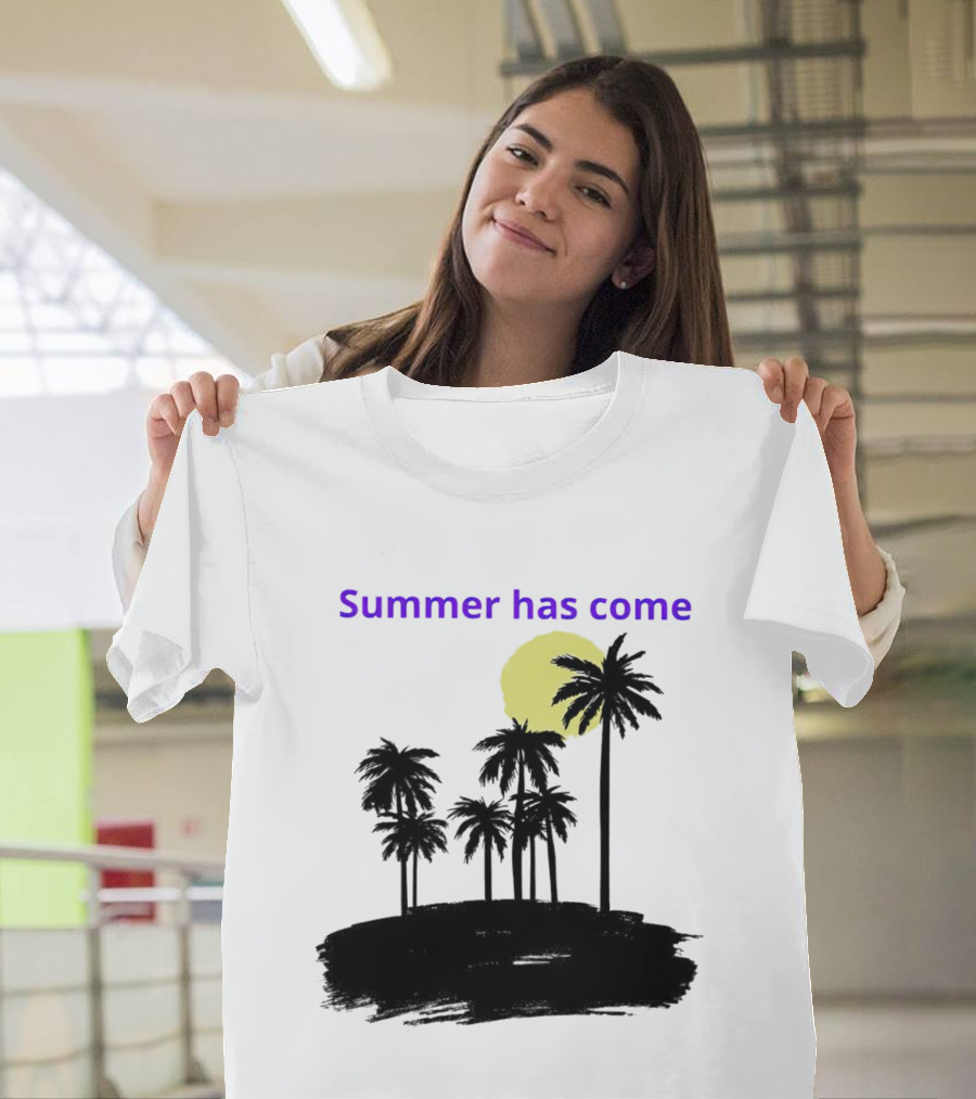 Summer Has Come Tropical Palm Silhouette Moonlit Evening T-Shirt