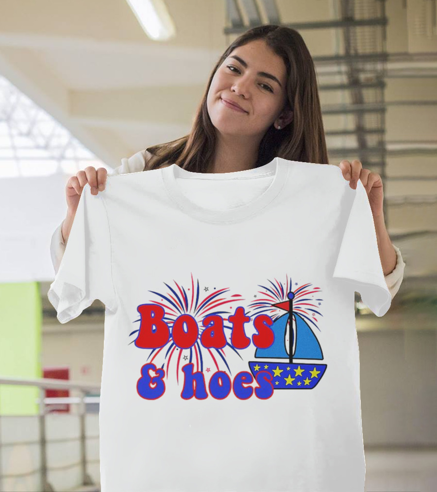 Boats and Hoes Fireworks Stars 4th of July T-Shirt