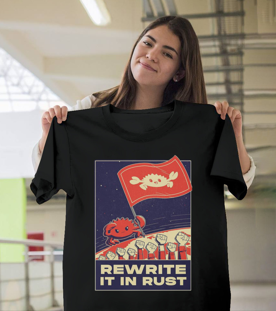 Rewrite It In Rust With Ferris Crab Flag Revolution T-Shirt