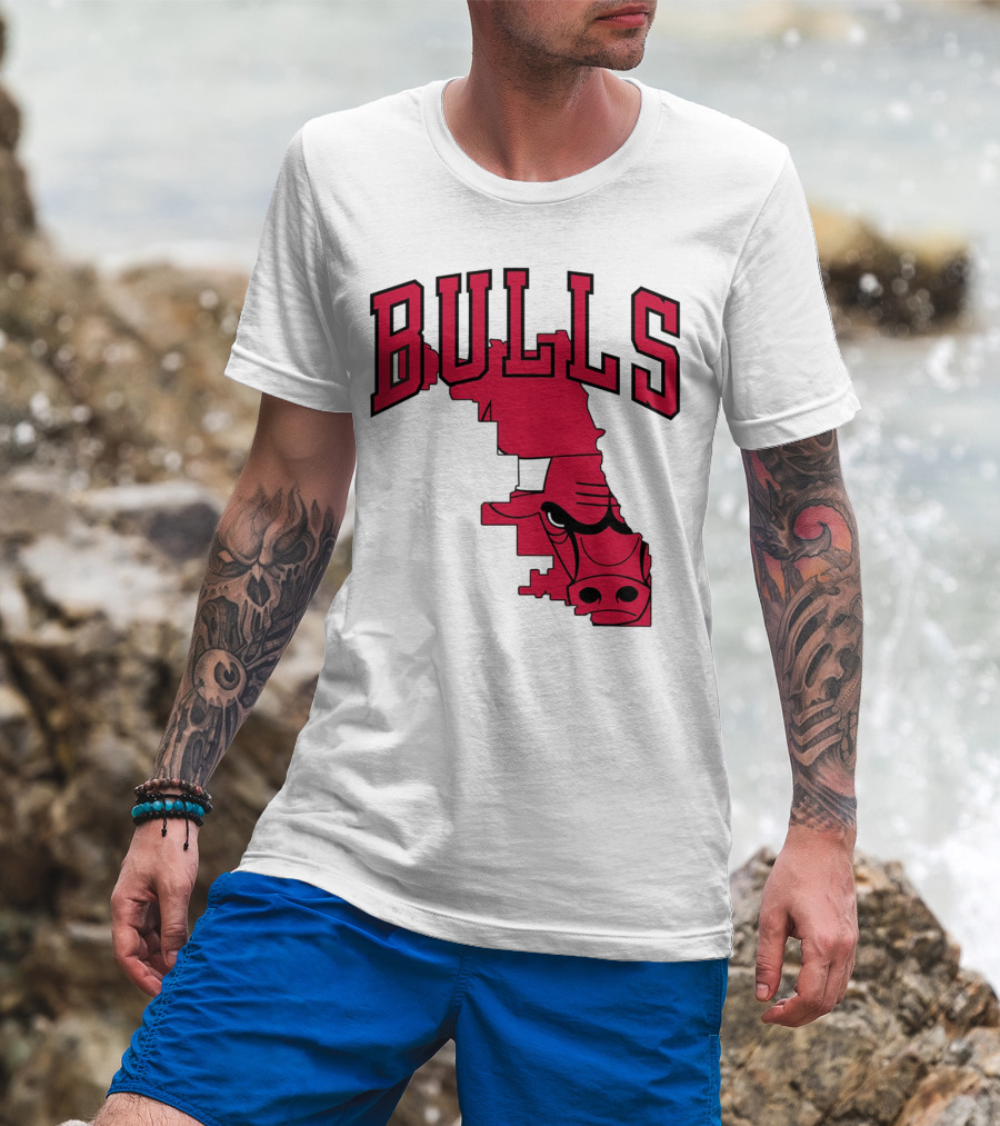 Bulls Chicago Map T-Shirt