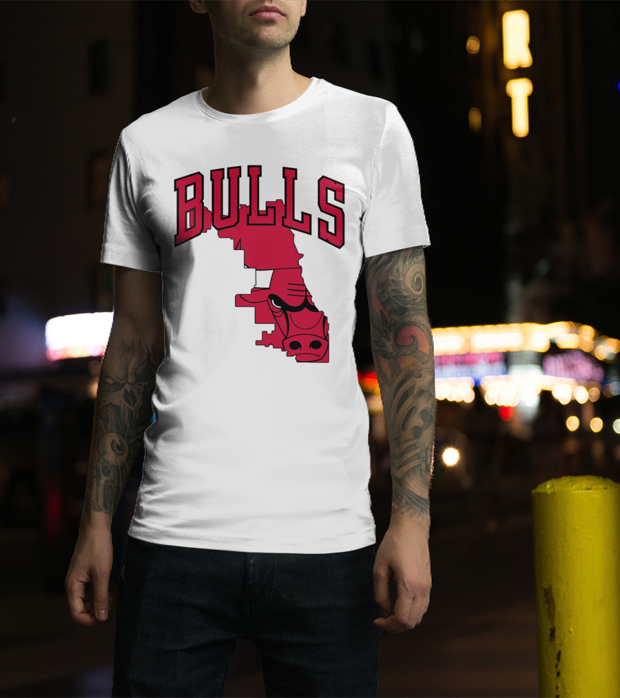 Bulls Chicago Map T-Shirt