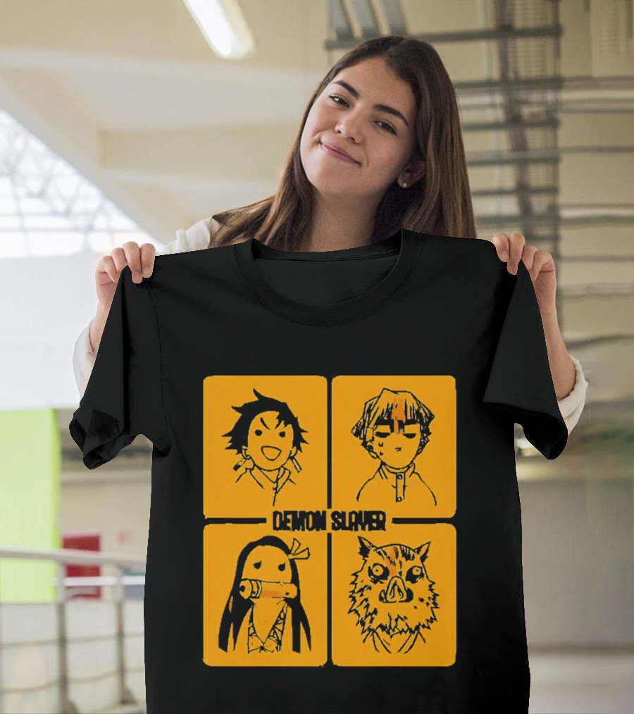 Demon Slayer Tanjiro Nezuko Inosuke Zenitsu Iconic Characters T-Shirt