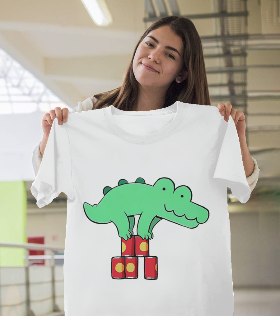Orlando Funny Cartoon Crocodile Balancing On Red Cans T-Shirt