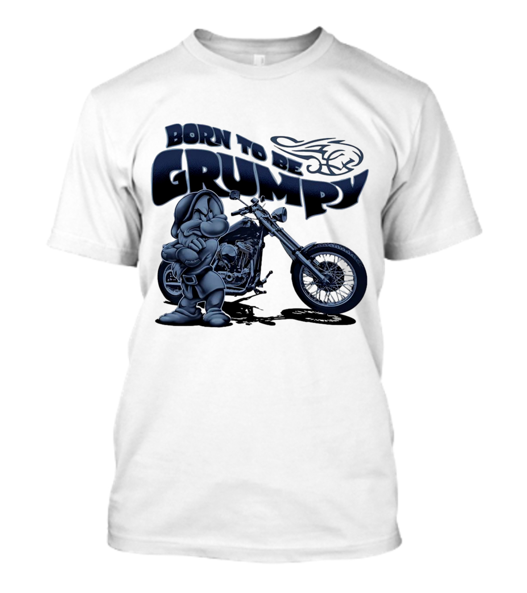 Born To Be Grumpy Motorcycle With Character And Chopper T-Shirt