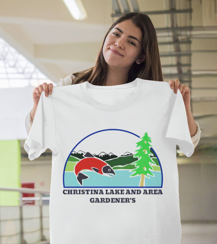 Christina Lake and Area Gardener’s Salmon and Evergreen Landscape T-Shirt