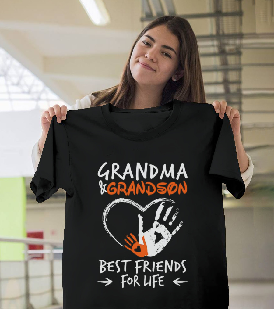 Grandma and Grandson Heart Handprints Best Friends for Life T-Shirt