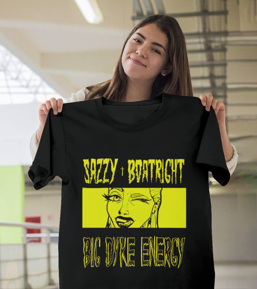 Sazzy Boatright Big Dyke Energy Winking Yellow Comic T-Shirt