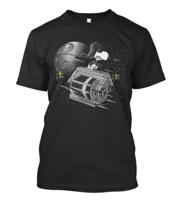 Snoopy Dark Baron With Death Star Spaceship Adventures T-Shirt