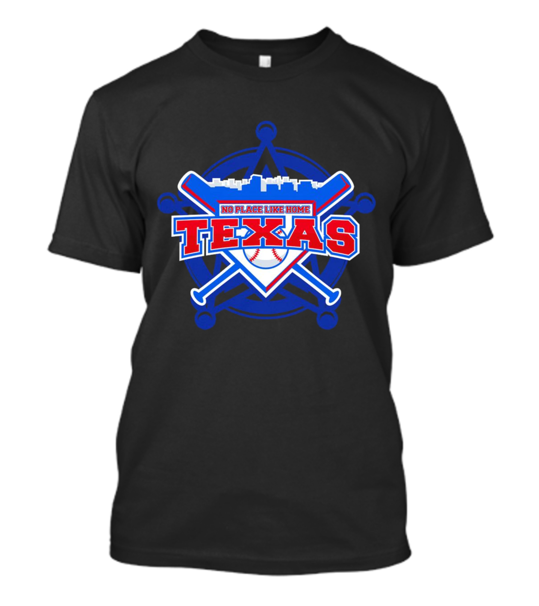 No Place Like Home Texas Baseball Crossed Bats And Ball T-Shirt