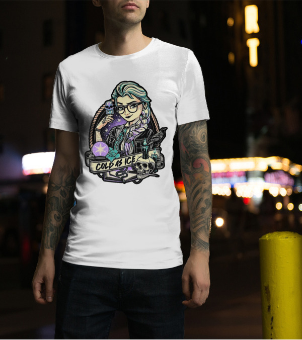Frozen Elsa Cold As Ice Skull Raven Gothic Elements T-Shirt