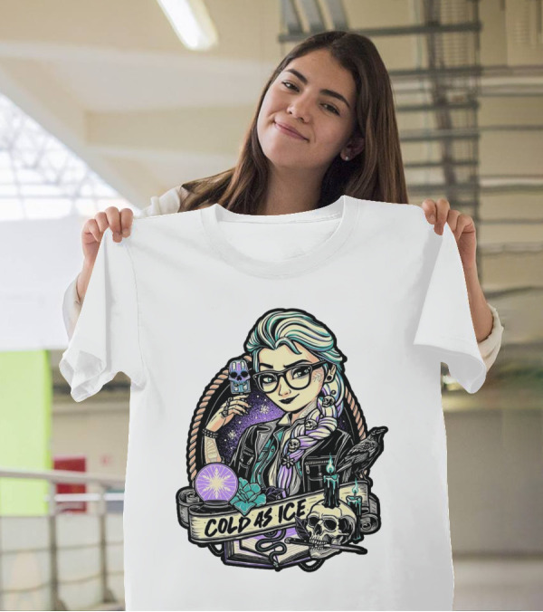 Frozen Elsa Cold As Ice Skull Raven Gothic Elements T-Shirt