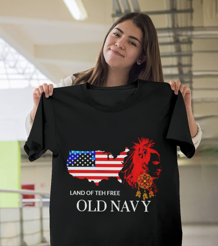 Land Of Teh Free Old Navy USA Flag Native American T-Shirt