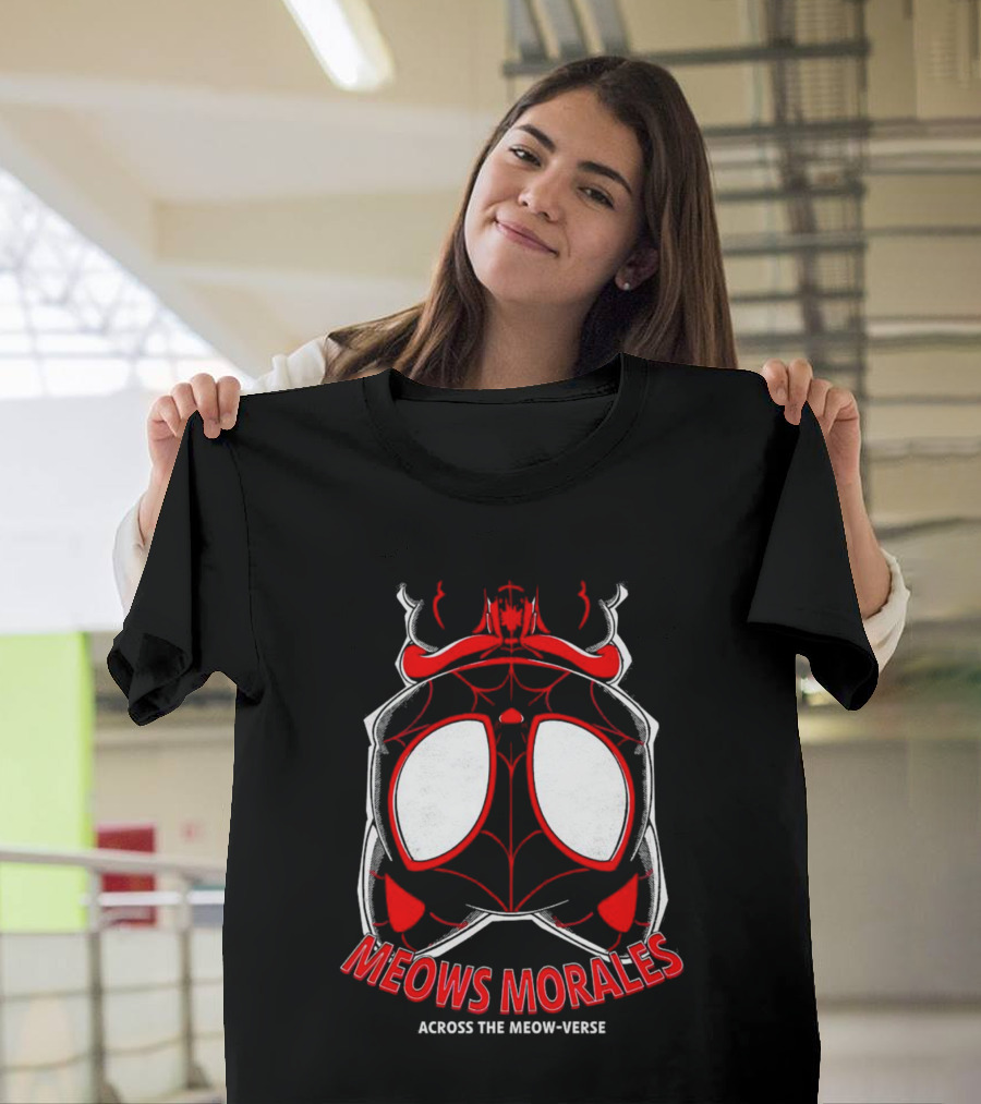 Meows Morales Across the Meow-Verse Spider Cat Mask T-Shirt