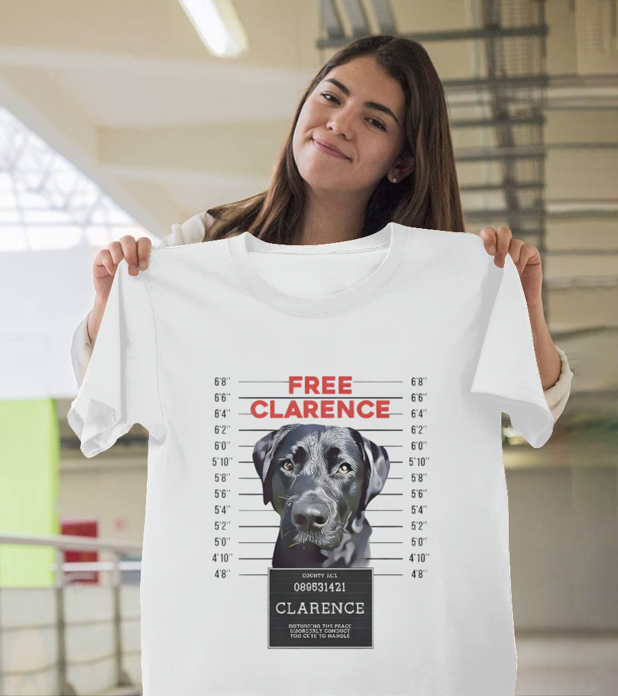 Free Clarence Mugshot Dog T-Shirt