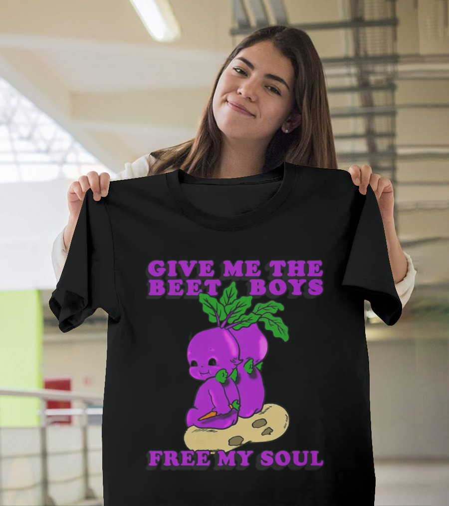 Give Me the Beet Boys Free My Soul Purple Vegetables with Carrots T-Shirt