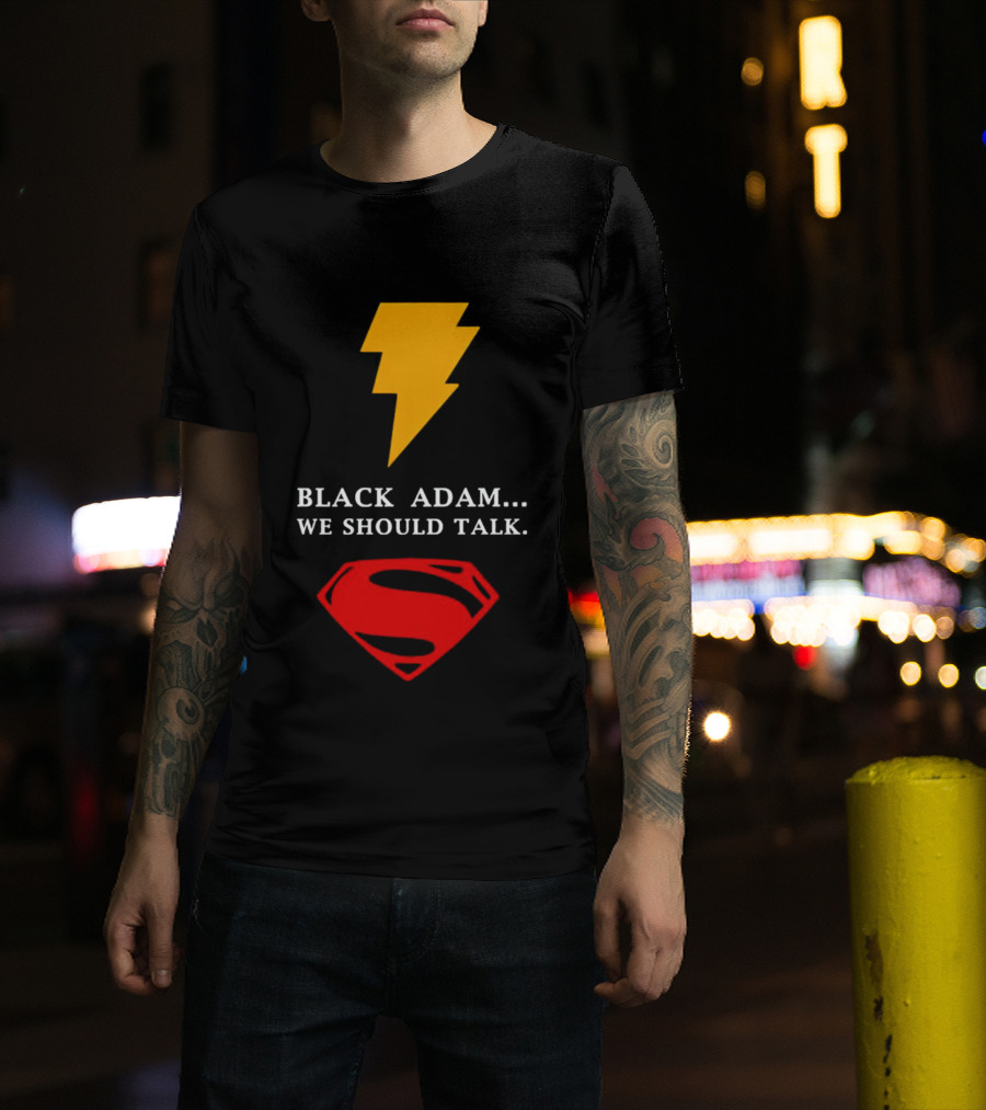 Black Adam We Should Talk Lightning Bolt Superman Emblem T-Shirt