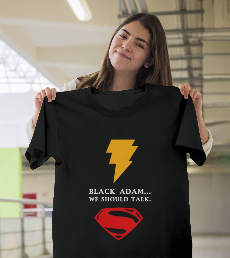 Black Adam We Should Talk Lightning Bolt Superman Emblem T-Shirt