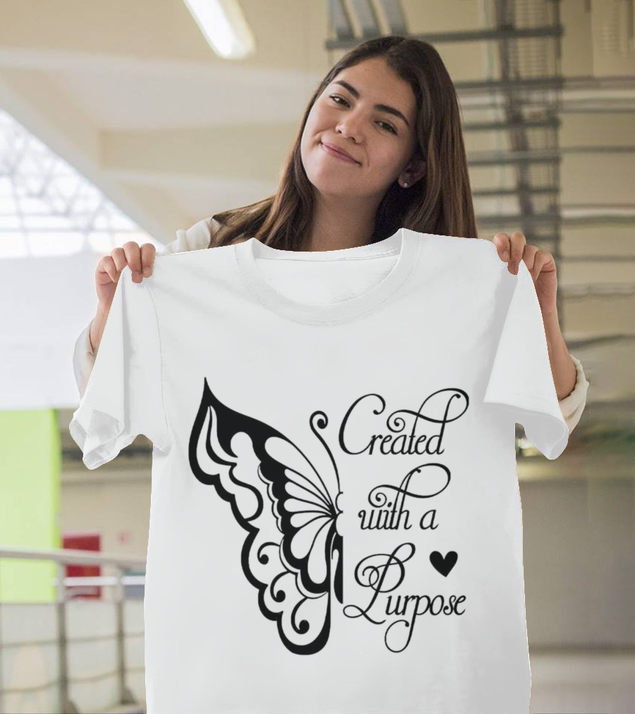 Created With A Purpose Butterfly Heart T-Shirt