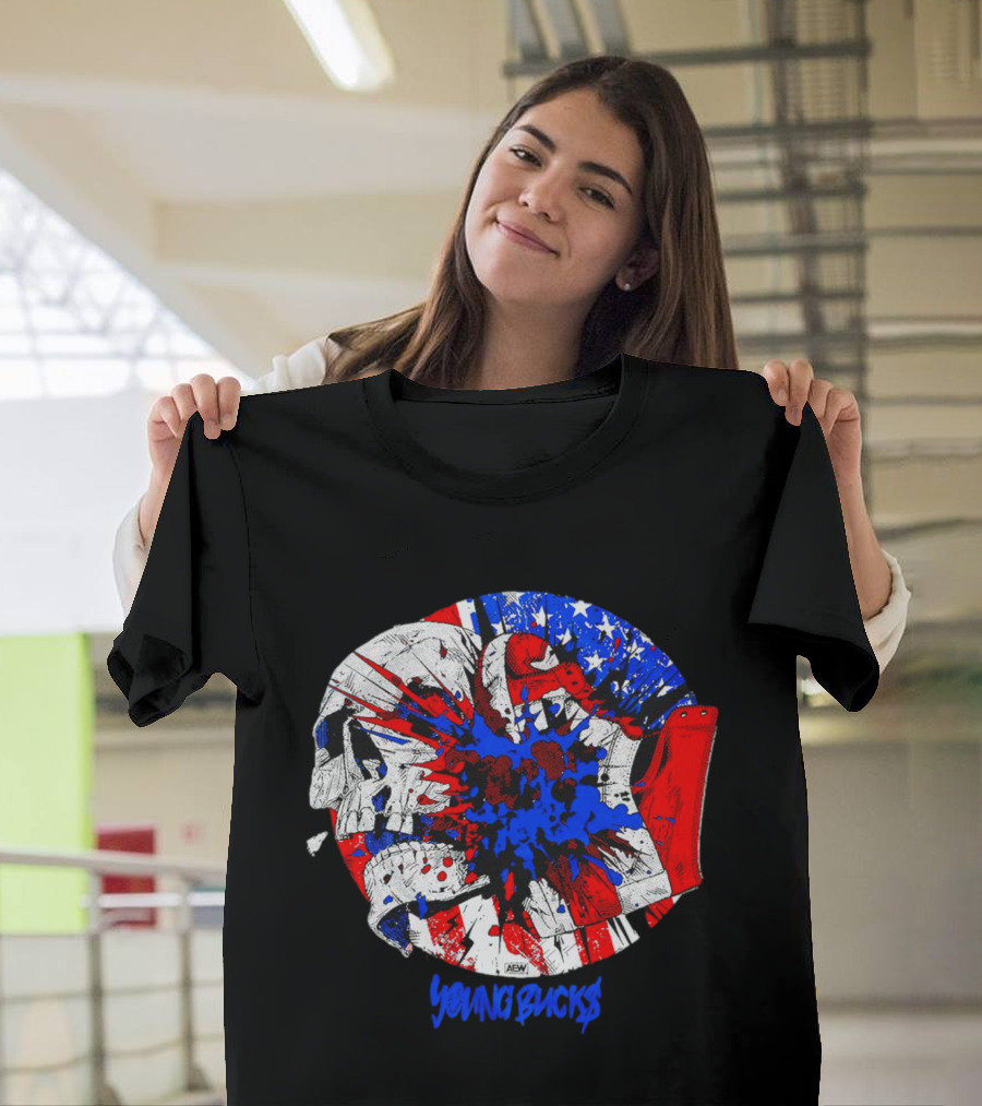 Young Bucks AEW Explosive American Skull Burst T-Shirt