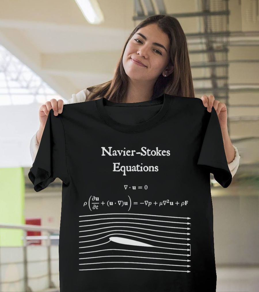 Navier Stokes Equations Physics Math Teacher Nerdy Gift Fluid Dynamics Equation Diagram T-Shirt