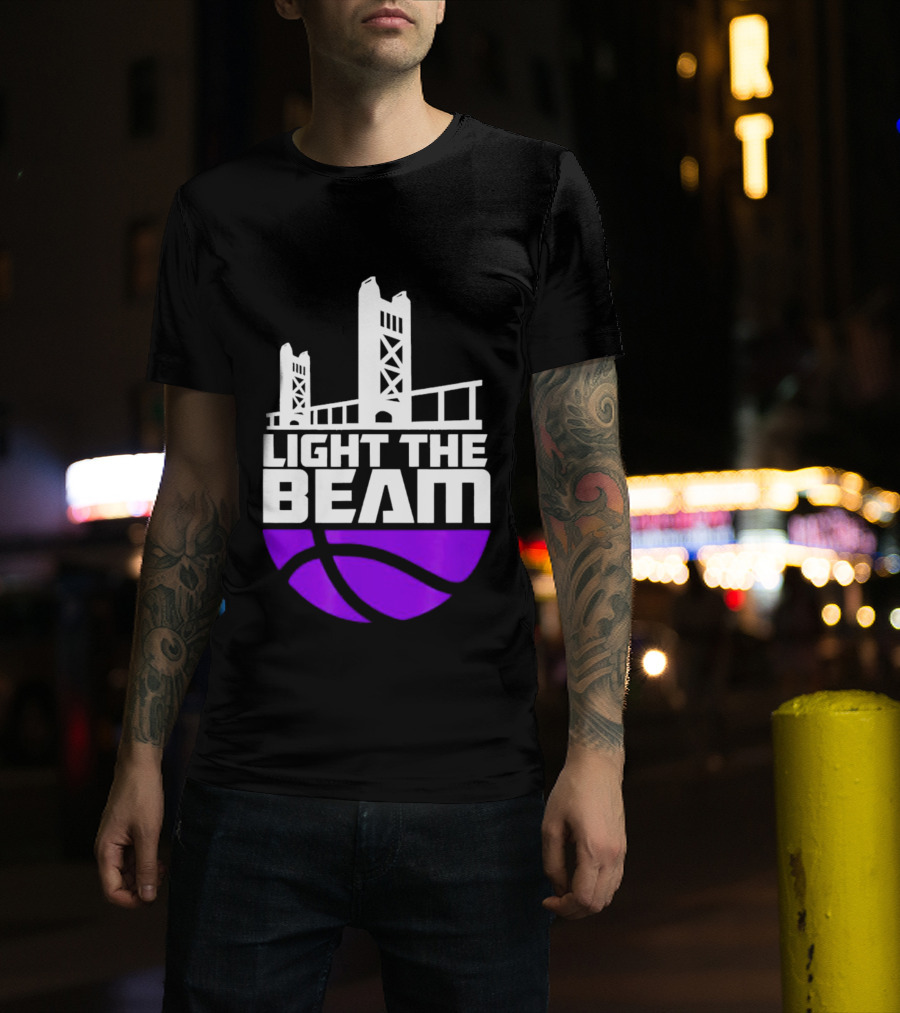Light The Beam Sacramento Kings Skyline Basketball T-Shirt