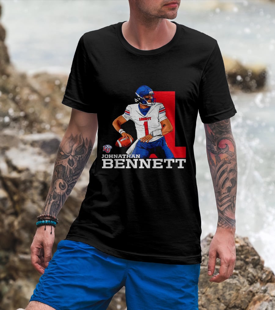 Johnathan Bennett Liberty Flames NCAA Football Quarterback Caricature T-Shirt