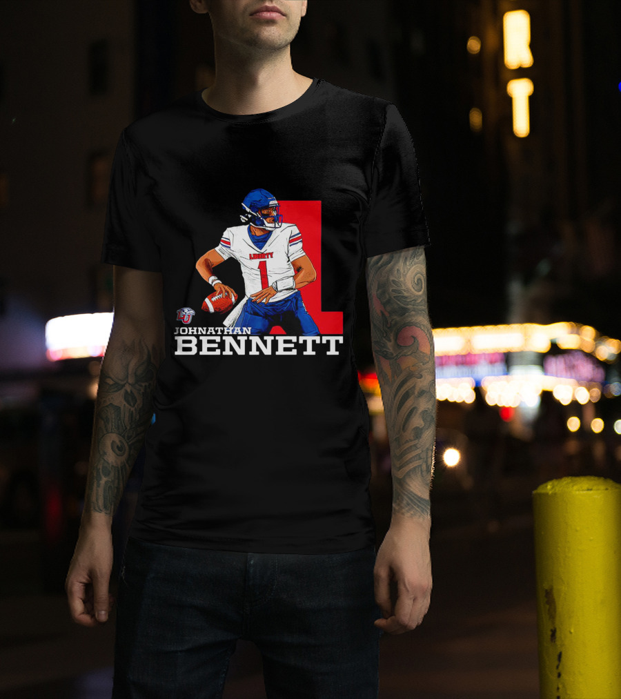 Johnathan Bennett Liberty Flames NCAA Football Quarterback Caricature T-Shirt