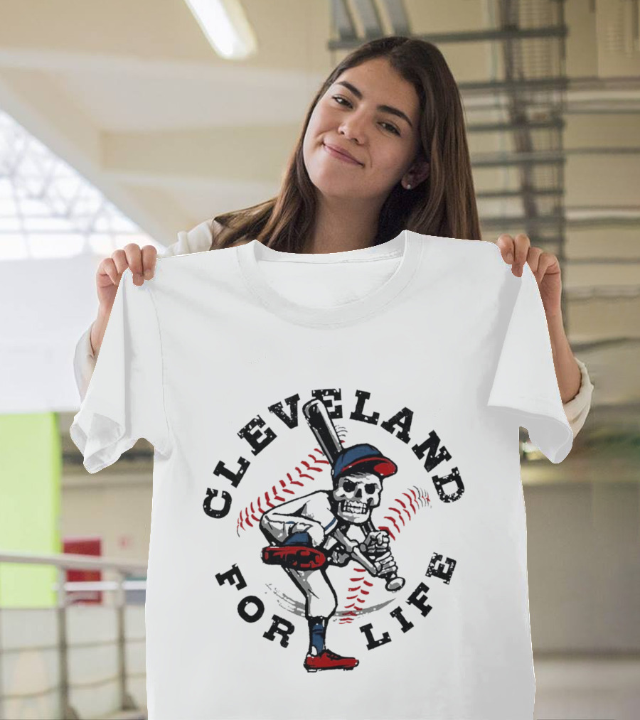 Cleveland Guardians Baseball Skeleton Batting Stance For Life T-Shirt