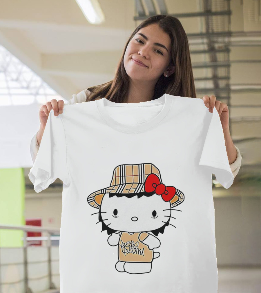 Peso Pluma Hello Kitty Plaid Hat Red Bow T-Shirt