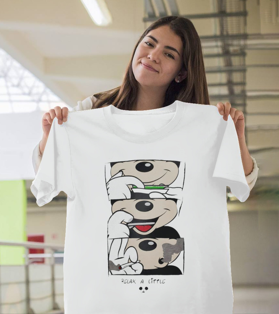 Mickey Relax a Little Smoking Cartoon Comic Strip T-Shirt