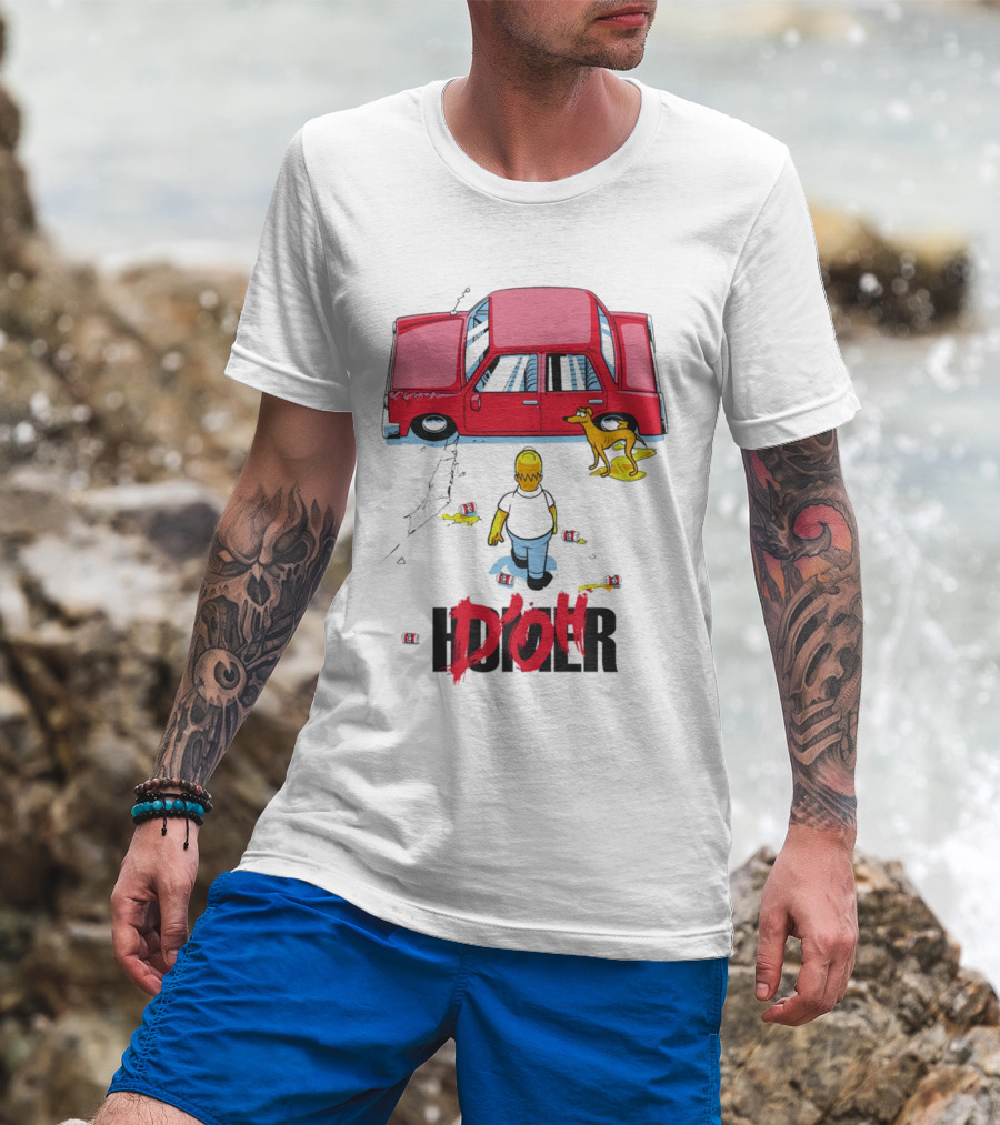 The Simpsons D’Oh Homer Red Car And Dog T-Shirt